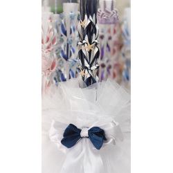 Navy Blue Handmade Sculpted Candle with Two Carved Ends with Sea Stars