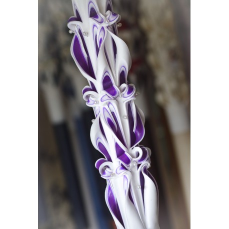 Pearls Decotated Handmade Sculpted Candle with Two Carved Ends - Christening/ Baptism Candle