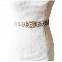 Satin Rhinestones & Pearls Wedding Belt