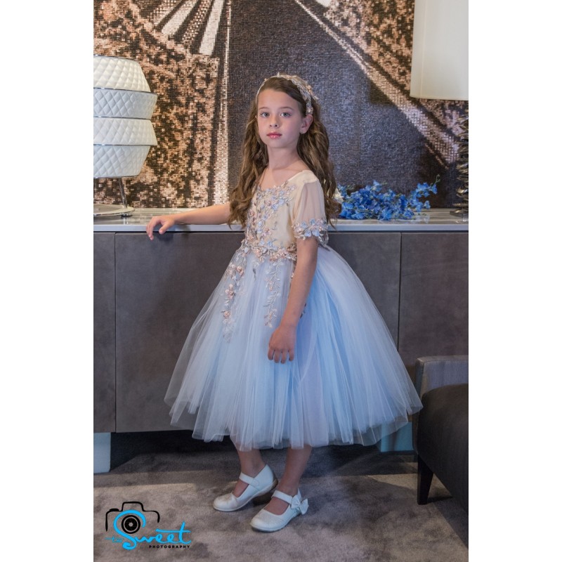 cream lace flower girl dress
