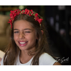 Red with Gold Flower Tiara