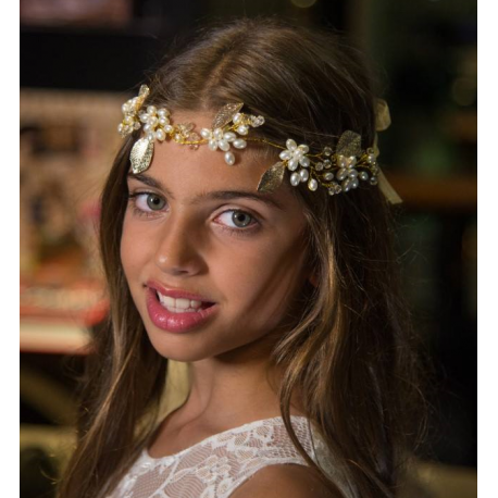 Gold Pearl Flower Tiara