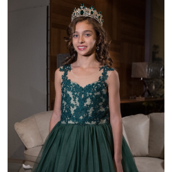 Dark Green Lace Princess Girl Dress