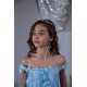 Blue Leaf and Flower Girl Dress