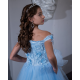 Blue Leaf and Flower Girl Dress