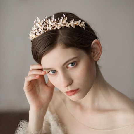 Gold & Pearl Leaf Tiara