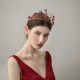 Red Flower Ringstone Tiara in Gold Color