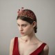 Red Flower Ringstone Tiara in Gold Color