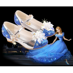 Sparkling Shoes with Crystal Flower Blue