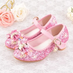 Sparkling Pink Shoes with Bow