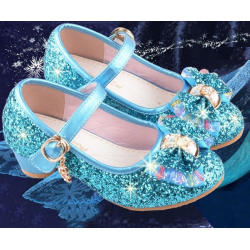 Sparkling Blue Shoes with Bow with Heel