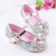 Sparkling Silver Shoes with Duble Bow and Pearl