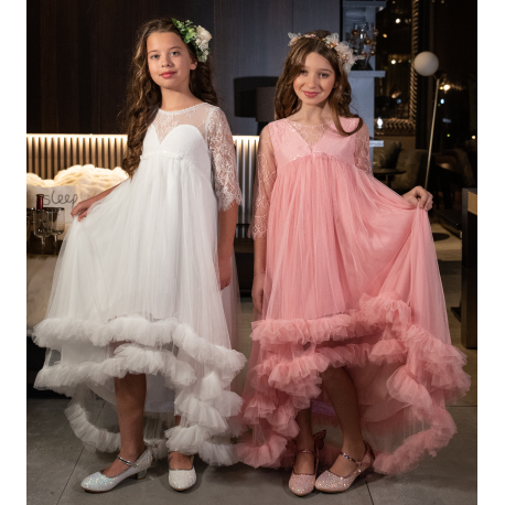 Ivory or Pink Princess Wave Dress