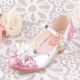 Sparkling Pink Shoes with Crystal Flower with Heel