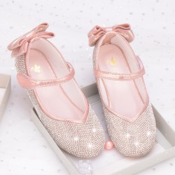 Sparkling Roze/Gold Shoes with Back Bow No Heel