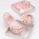 Sparkling Roze/Gold Shoes with Back Bow No Heel