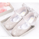 Sparkling Silver Shoes with Back Bow No Heel