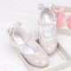 Sparkling Silver Shoes with Back Bow No Heel