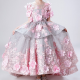 Princess Grey Girl Dress with Pink Flowers