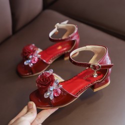 Red/ Pink ot Black Rose Open Shoes with Heel