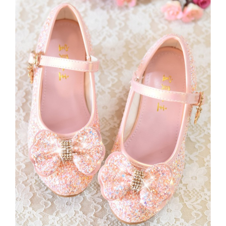 Sparkling Bow Princess Shoes with Heel