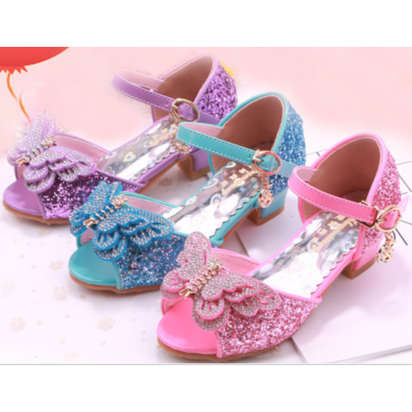 Sparkling Butterfly Open Shoes with Heel