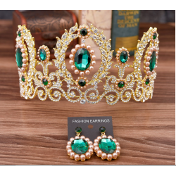 Gold Emerald Crown Set