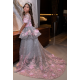 Princess Grey Girl Dress with Pink Flowers