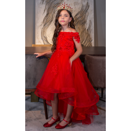 Red Flower Girl Dress