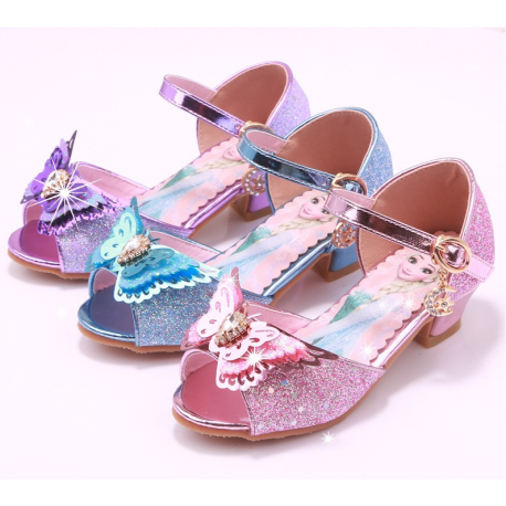 Princess Elsa Butterfly Sparkeling Open Shoes with Heel