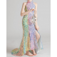 Rainbow Sequins Evening Dress