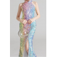 Rainbow Sequins Evening Dress