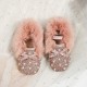 Cute Bow Sparkling with Pearls Shoes - Without Heel