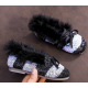 Fluffly Rainbow/Black Shoes for Girls