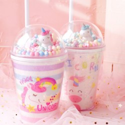 Unicorn Plastic Cup with Straw