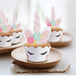 White Unicorn Eyelash Cupcake Cases and Toppers (12 pack)