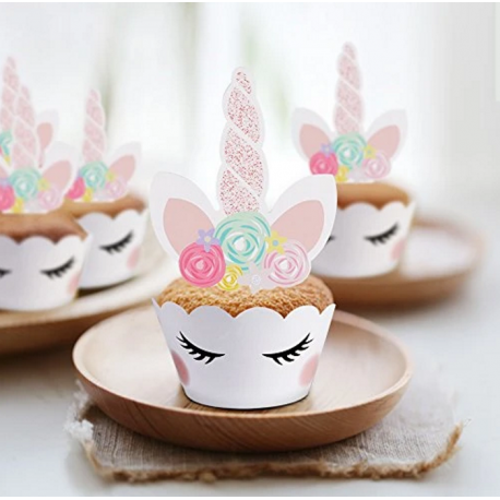 White Unicorn Eyelash Cupcake Cases and Toppers (12 pack)