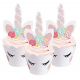 White Unicorn Eyelash Cupcake Cases and Toppers (12 pack)