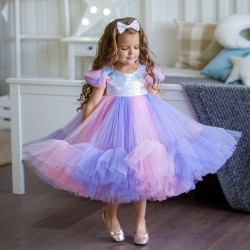 Pink & Purple Sequins Birthday Dress