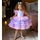 Pink & Purple Sequins Multilayers Birthday Dress