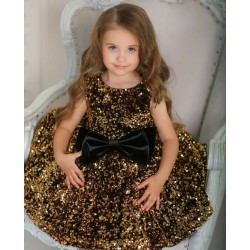 Gold Sequins with Black Velvet Birthday Dress