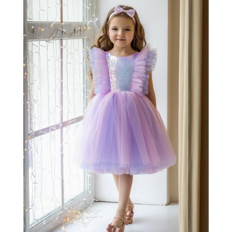 Light Pink & Purple Sequins Birthday Dress