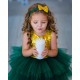 Gold Sequins with Green Tulle Birthday Dress