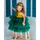 Gold Sequins with Green Tulle Birthday Dress