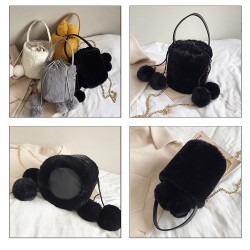 Cute Faux Fur Purse for Girls with Pompoms