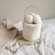 Cute Faux Fur Purse for Girls with Pompoms