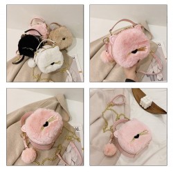 Cute Cat Faux Fur Shape Purse for Girls