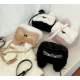 Cute Cat Shape Faux Fur in Two Colors Purse for Girls