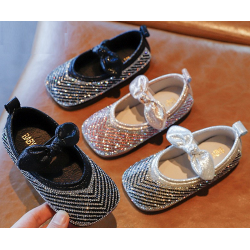 Cute Stripe Ringstones Baby Shoes -Witout Heel