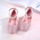 Sparkling Pearl with Small Ringstone Bow Shoes for Girls